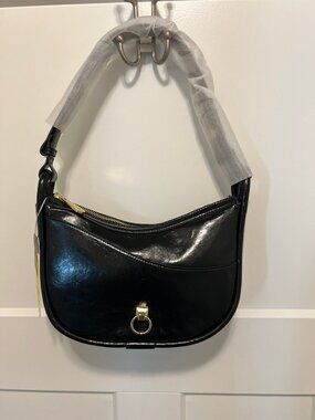 Molshine Genuine Leather Designed Crescent Handbag.